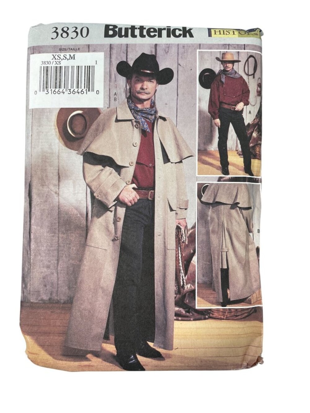 Y2K Butterick 3830 Mens Historical Costume Size XS-Medium Sewing Pattern UNCUT